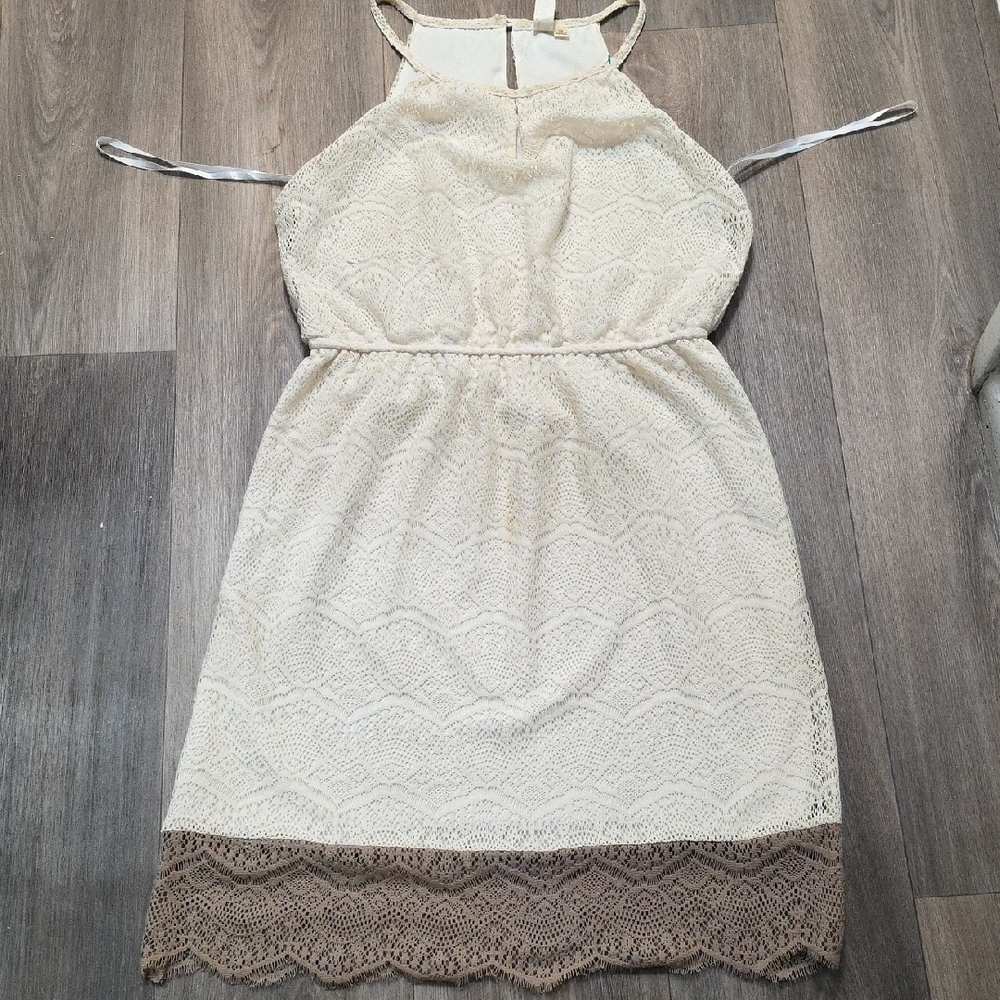 Emma & Michele Cream Halter Sundress